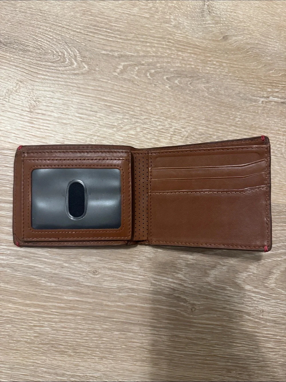 Fossil Men's Perforated Leather Bifold Wallet - Tan Brown